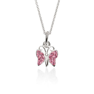 Sterling Silver Pink Cubic Zirconia Butterfly Pendant