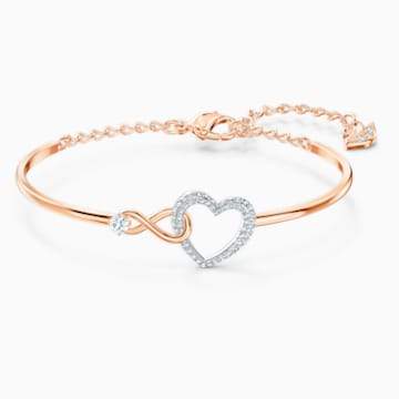 Swarovksi Swarovski Infinity Heart Bangle, White, Mixed metal finish