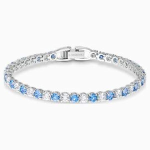 Swarovksi Tennis Deluxe Bracelet, Blue, Rhodium plated