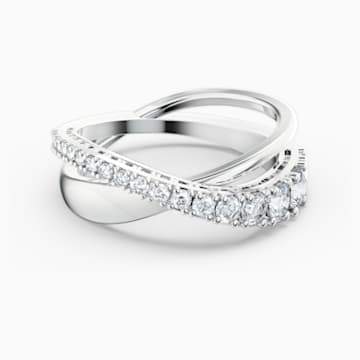 Swarovksi Twist Rows Ring, White, Rhodium plated